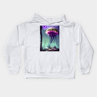 Purple Jellyfish in the Forest Kids Hoodie